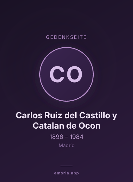 Gedenkportrait von Carlos Ruiz del Castillo y Catalan de Ocon