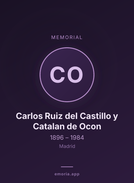 Memorial portrait of Carlos Ruiz del Castillo y Catalan de Ocon