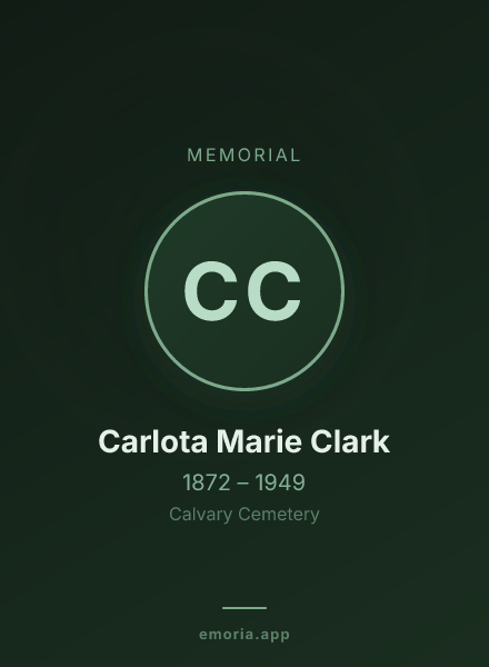 Memorial portrait of Carlota Marie Clark
