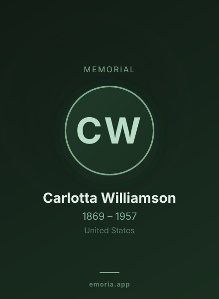 Memorial portrait of Carlotta Williamson