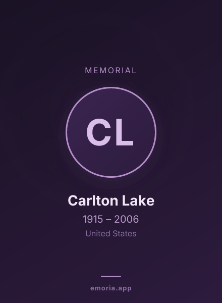 Memorial portrait of Carlton Lake