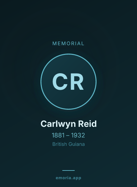 Memorial portrait of Carlwyn Reid