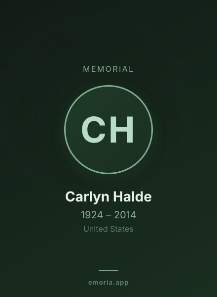 Memorial portrait of Carlyn Halde