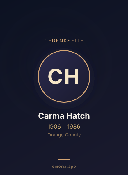 Gedenkportrait von Carma Hatch