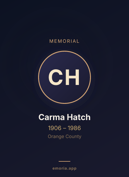 Memorial portrait of Carma Hatch