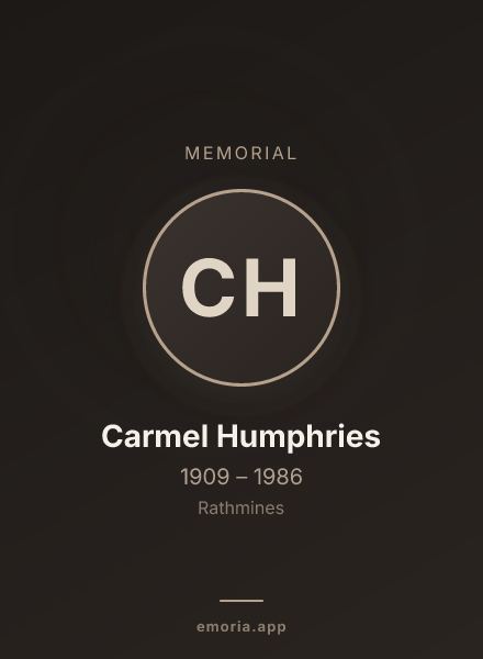 Memorial portrait of Carmel Humphries