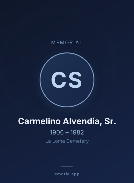 Memorial portrait of Carmelino Alvendia, Sr.