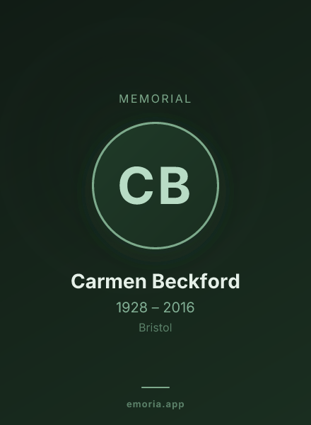 Memorial portrait of Carmen Beckford