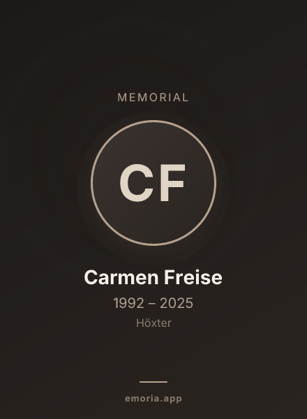 Memorial portrait of Carmen Freise