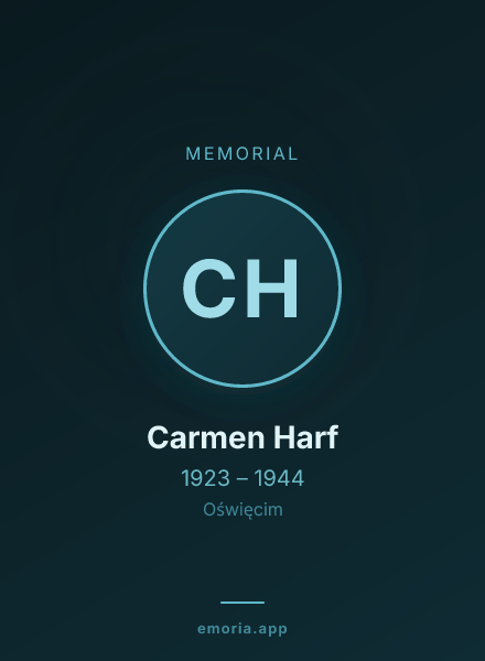 Memorial portrait of Carmen Harf