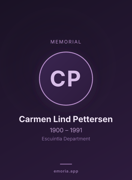 Memorial portrait of Carmen Lind Pettersen