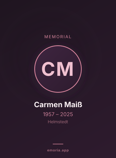 Memorial portrait of Carmen Maiß