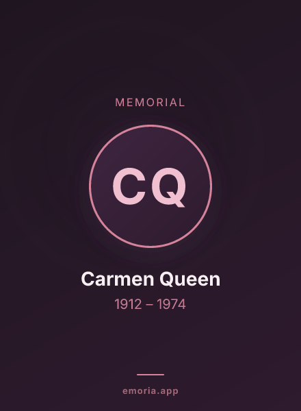 Memorial portrait of Carmen Queen