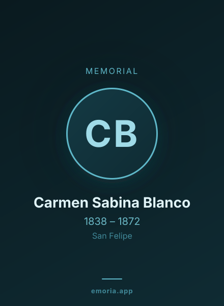 Memorial portrait of Carmen Sabina Blanco