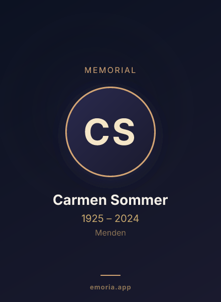 Memorial portrait of Carmen Sommer