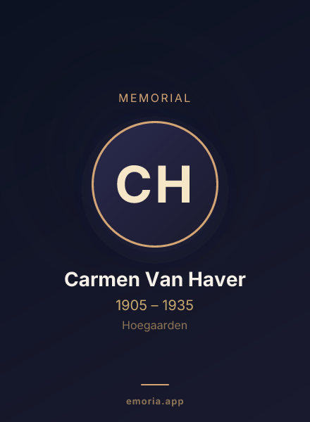 Memorial portrait of Carmen Van Haver