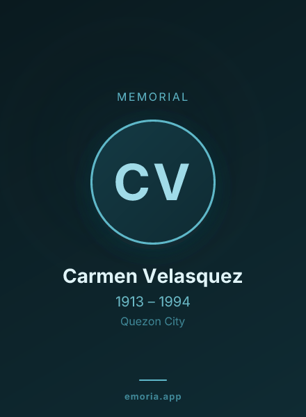 Memorial portrait of Carmen Velasquez