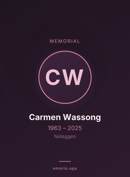 Memorial portrait of Carmen Wassong