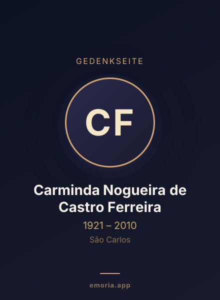 Gedenkportrait von Carminda Nogueira de Castro Ferreira