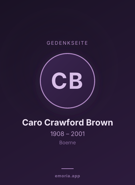 Gedenkportrait von Caro Crawford Brown