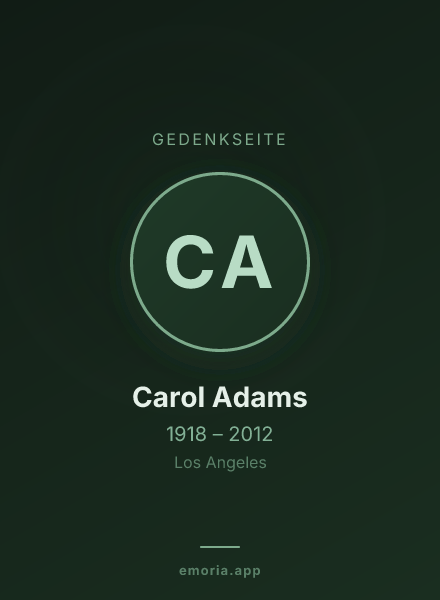 Gedenkportrait von Carol Adams