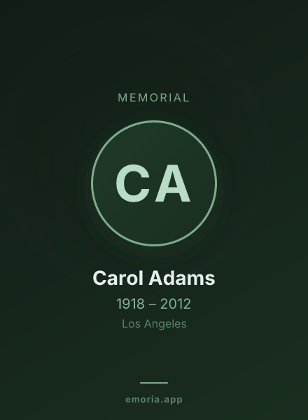 Memorial portrait of Carol Adams