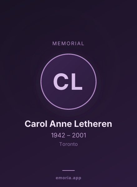 Memorial portrait of Carol Anne Letheren