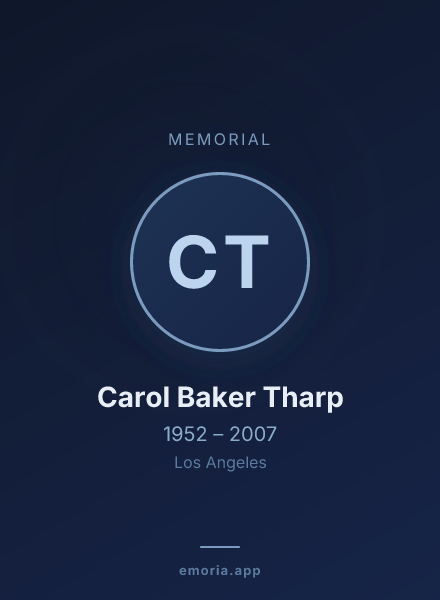 Memorial portrait of Carol Baker Tharp