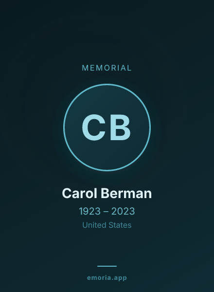 Memorial portrait of Carol Berman