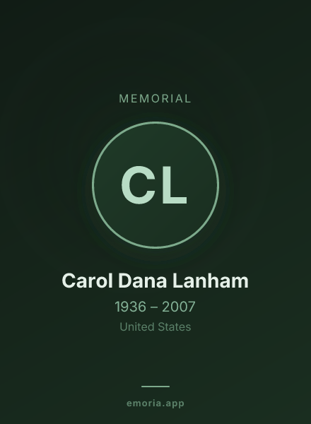 Memorial portrait of Carol Dana Lanham