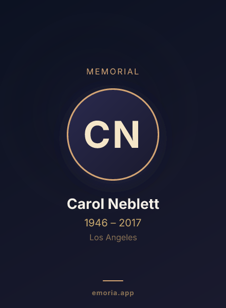 Memorial portrait of Carol Neblett