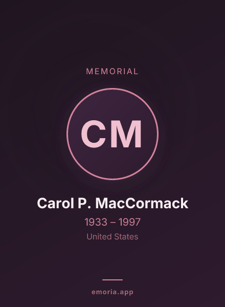 Memorial portrait of Carol P. MacCormack