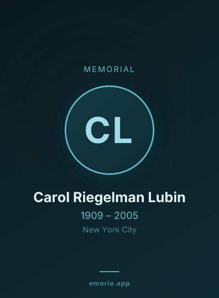 Memorial portrait of Carol Riegelman Lubin