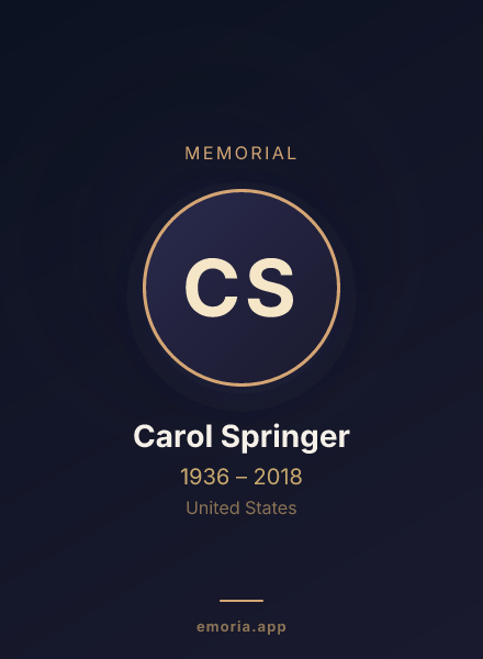 Memorial portrait of Carol Springer