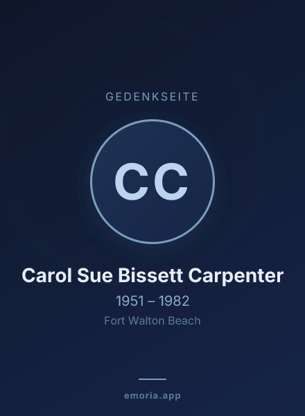 Gedenkportrait von Carol Sue Bissett Carpenter