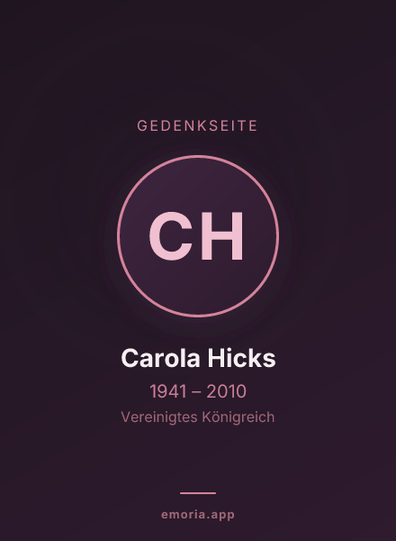 Gedenkportrait von Carola Hicks