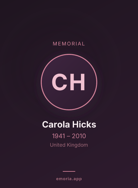 Memorial portrait of Carola Hicks