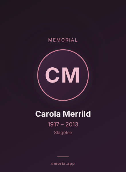 Memorial portrait of Carola Merrild