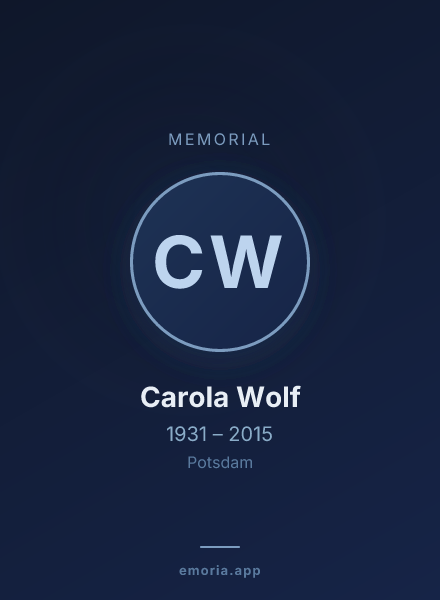 Memorial portrait of Carola Wolf