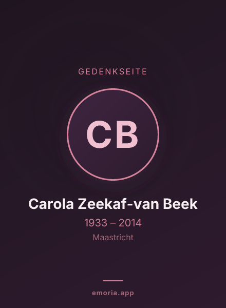 Gedenkportrait von Carola Zeekaf-van Beek