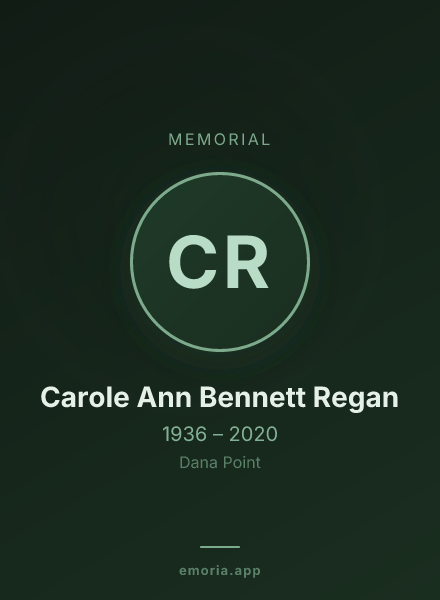 Memorial portrait of Carole Ann Bennett Regan