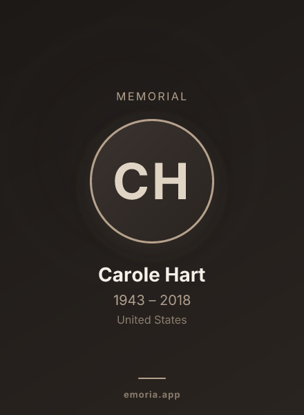 Memorial portrait of Carole Hart