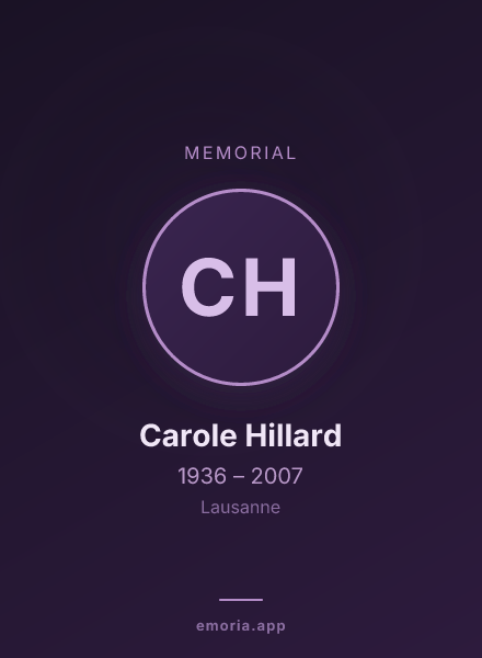 Memorial portrait of Carole Hillard