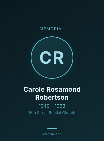 Memorial portrait of Carole Rosamond Robertson