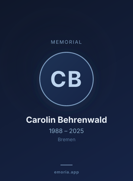 Memorial portrait of Carolin Behrenwald
