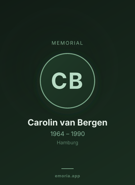 Memorial portrait of Carolin van Bergen
