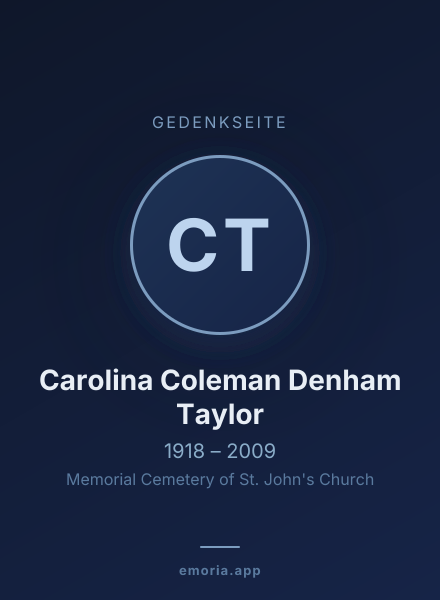 Gedenkportrait von Carolina Coleman Denham Taylor