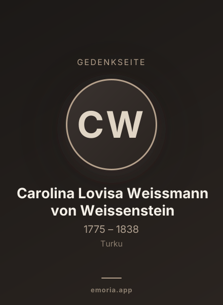 Gedenkportrait von Carolina Lovisa Weissmann von Weissenstein