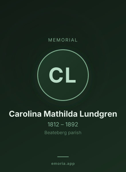 Memorial portrait of Carolina Mathilda Lundgren