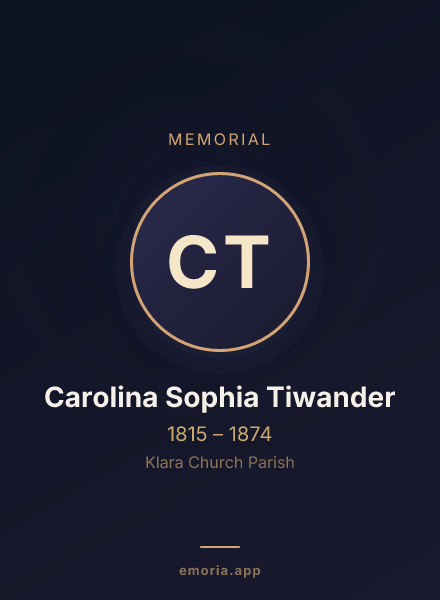 Memorial portrait of Carolina Sophia Tiwander